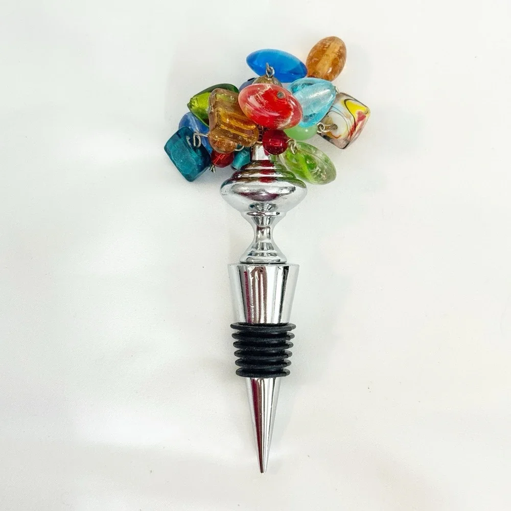 Pier 1 Imports Bottle Stopper‎ Multi Color Art Glass Wine Bottle Topper 460/4604